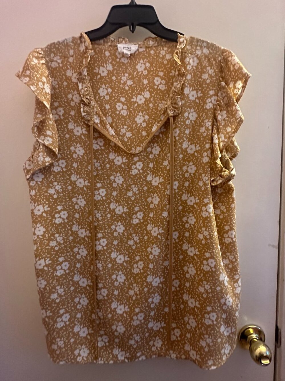 Dark Yellow/Gold Floral Plus Sized Blouse